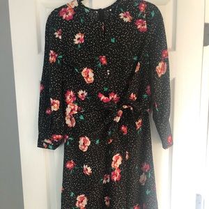 Black Floral Midi Dress